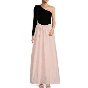 ANTONIO MELANI Black Velvet and Pink Maxi Dress